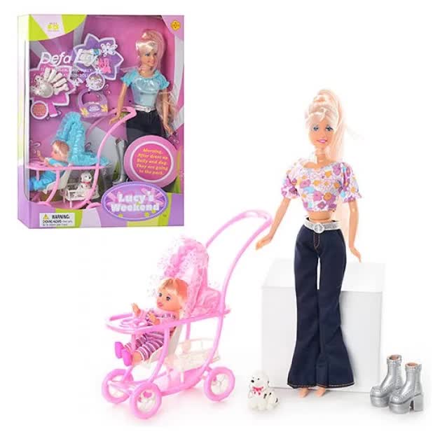 Кукла с ребенком в коляске и аксессуарами в коробке,29 см 20958 - фото 1