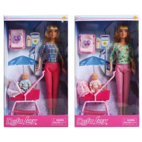 Кукла с ребенком,коляской и аксессуарами в коробке,28 см 8380