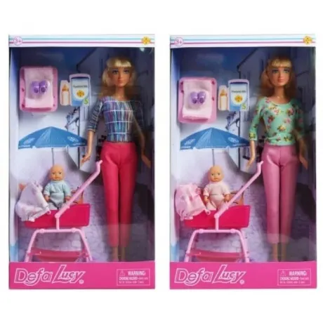 Кукла с ребенком,коляской и аксессуарами в коробке,28 см 8380