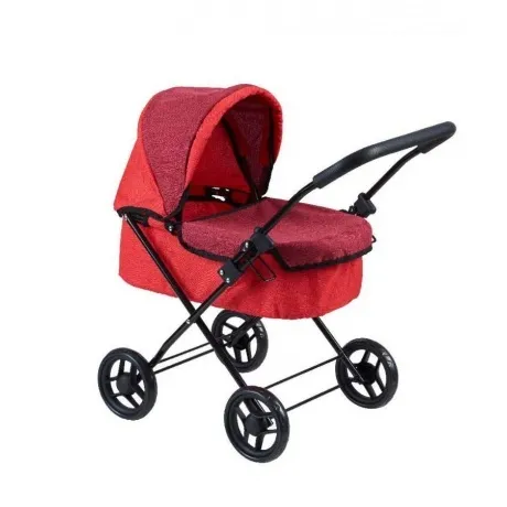 Коляска-люлька для кукол красная с отделкой вишневый меланж 9619...