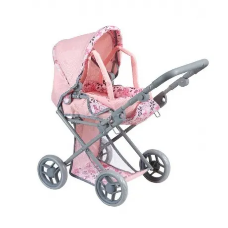 Коляска-люлька для кукол персиковая с цветочной отделкой 9346/цв...