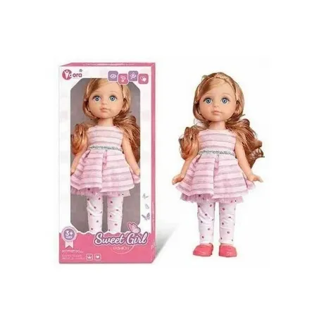 Кукла(29см) русая в розовом платье и белых лосинах в коробке