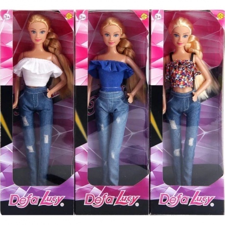 

Кукла 29 см 3 вида в ассортименте в коробке топ синий/белый/в горошек