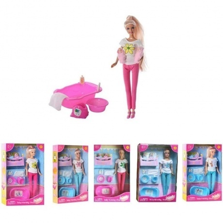 Кукла (29см) с 2 детьми и аксессуарами для купания в коробке ван...