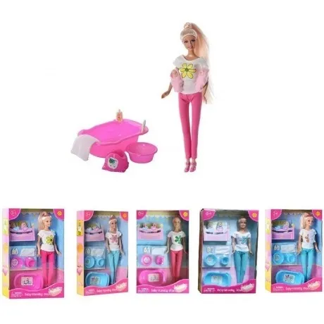 Кукла (29см) с 2 детьми и аксессуарами для купания в коробке ван...