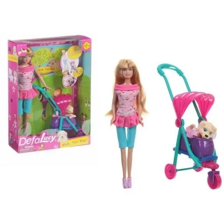 Кукла (29см) с питомцем пёсиком и аксессуарами (коляска, сум ка-...