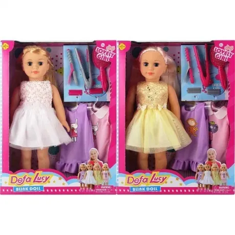 Кукла 44 см с набором одежды и аксессуарами:2 платья,плойка, рас...