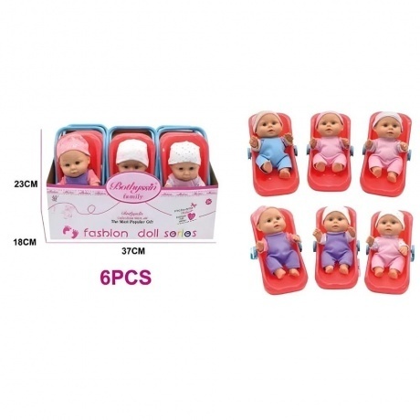 Пупс(17см) в комбинезоне и шапочке с аксессуарами(переноска) роз...