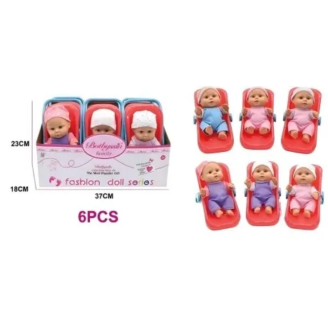 Пупс(17см) в комбинезоне и шапочке с аксессуарами(переноска) роз...