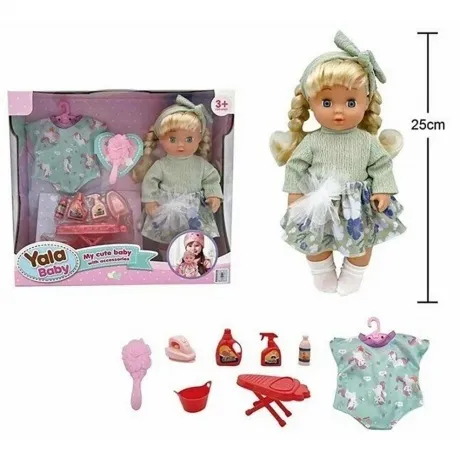 Кукла (25см) в оливковом костюме с набором одежды (боди) и а ксе...