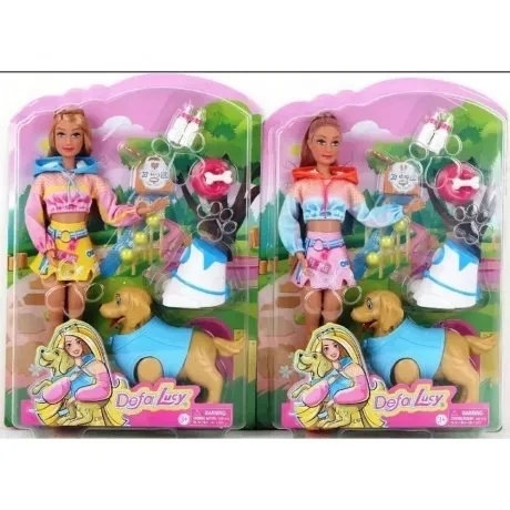 Кукла 29 см с питомцем собакой и аксессуарами (8 предметов) миск...