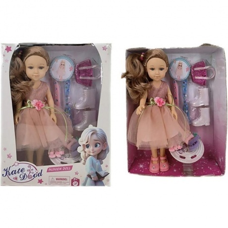 Кукла (32см) FASHION с аксессуарами(14 предметов) в коробке сапо...