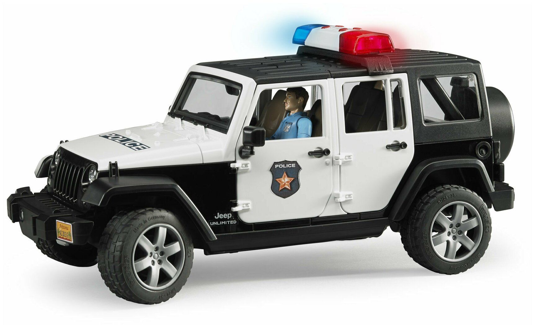 Машинка Bruder Внедорожник Jeep Wrangler Unlimited Rubicon Полиция с фигуркой bruder внедорожник wrangler rubicon unlimited c велосипедистом и фигуркой