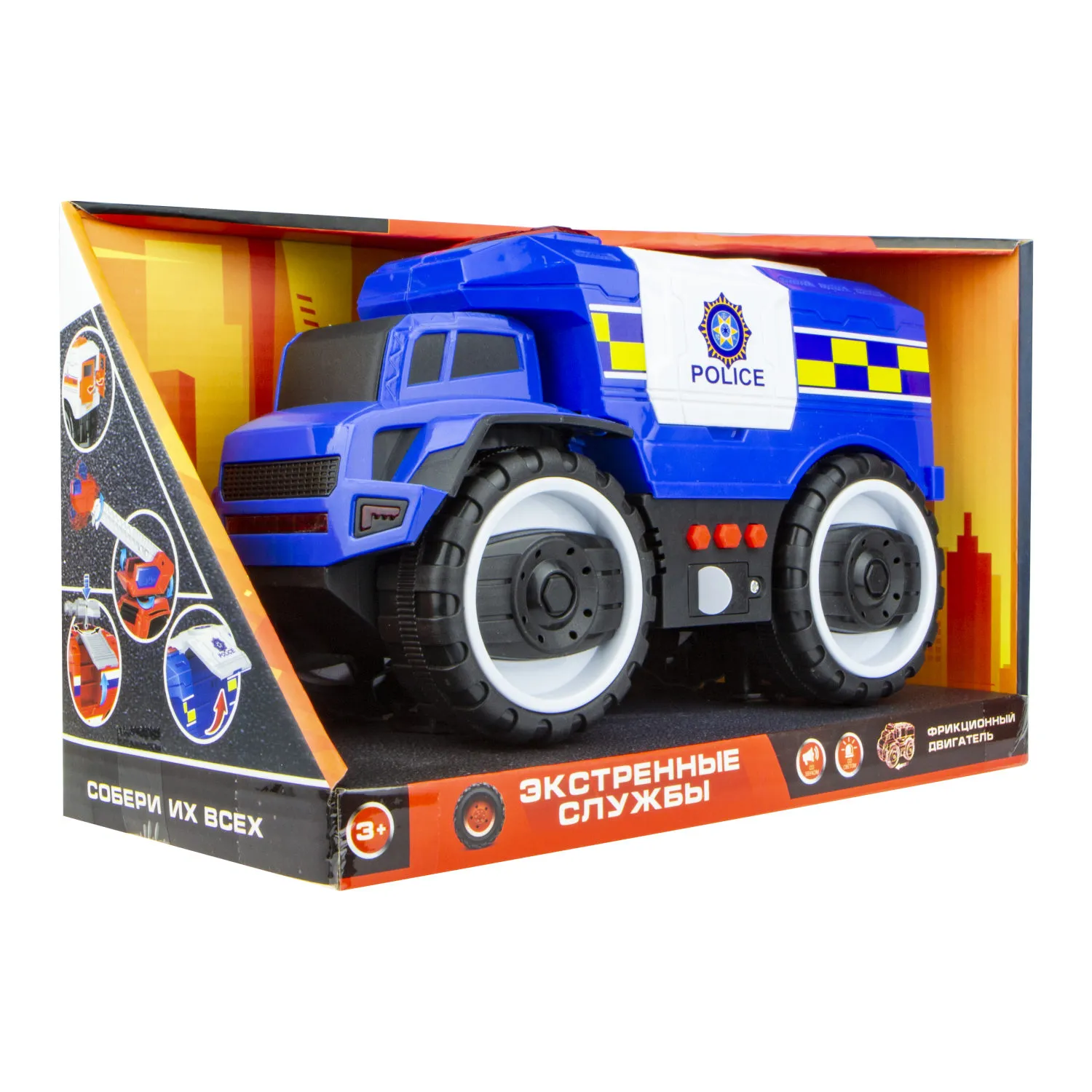 Машинка 1TOY "Экстренные службы" грузовик полиция фрикционный. - фото 2