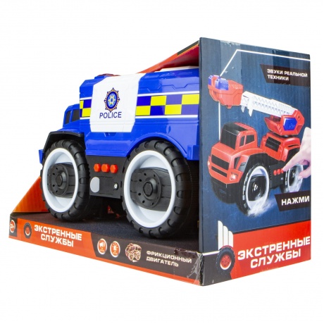 Машинка 1TOY "Экстренные службы" грузовик полиция фрикционный. - фото 3