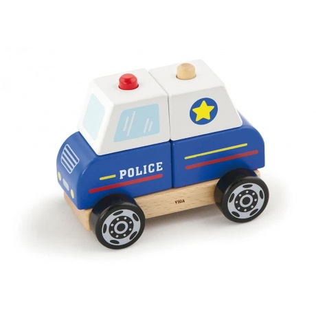 Машинка &quot;Полиция&quot;в коробке сборная машина:платформа с колесами,2 штырька,4 блока VIGA 50201 - фото 1