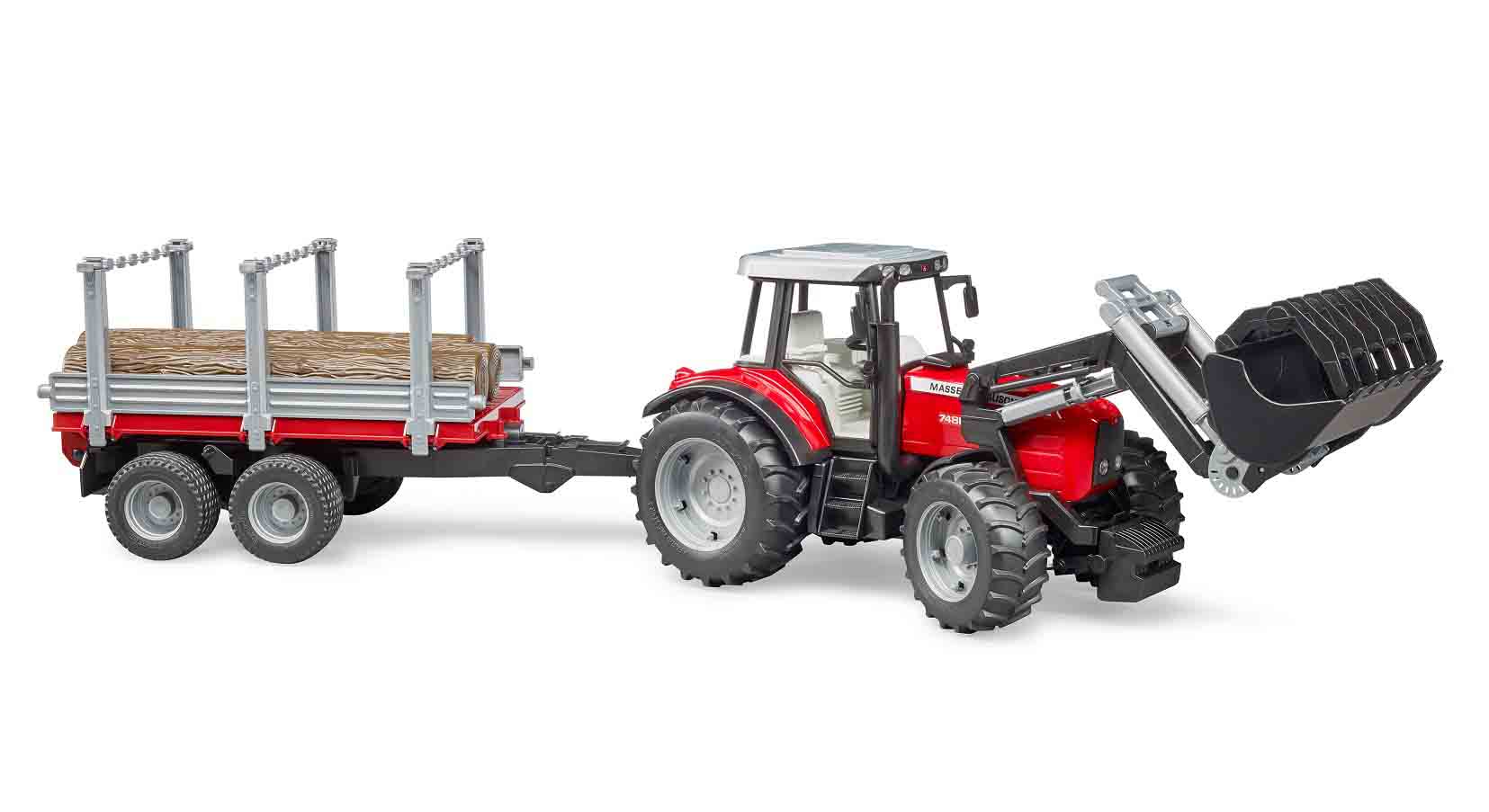 Трактор Massey Ferguson c манипулятором и прицепом BRUDER 02-046 трактор siku massey ferguson 0847 1 87 7 6 см красный