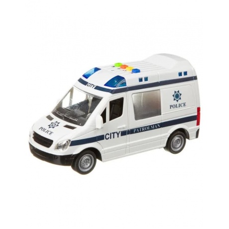 Полицейская машина микроавтобус (свет,звук) в коробке инерционная;открываются двери;звуки сирены,мотора WY590B - фото 1