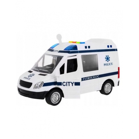 Полицейская машина микроавтобус (свет,звук) в коробке инерционная;открываются двери;звуки сирены,мотора WY590B - фото 2