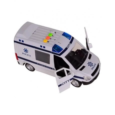 Полицейская машина микроавтобус (свет,звук) в коробке инерционная;открываются двери;звуки сирены,мотора WY590B - фото 4