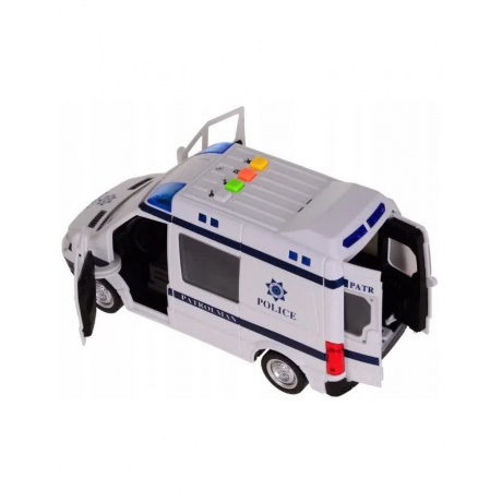 Полицейская машина микроавтобус (свет,звук) в коробке инерционная;открываются двери;звуки сирены,мотора WY590B - фото 5