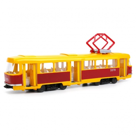 Трамвай 23 см пластмассовый,свет+звук,открываются двери 179969, Технопарк СТ12-428-2 - фото 2