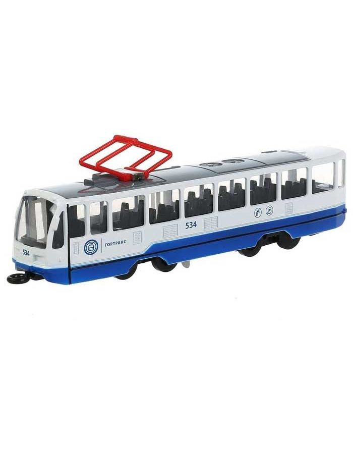Модель металл свет-звук ТРАМВАЙ 18,5 см, двери, инерц ТRАМ71403-18SL-ВUWН модель машины экскурсионный автобус 30 см свет и звук двери цвет синий