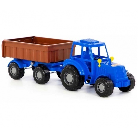 Трактор "Алтай" (синий) с прицепом №1 (в сеточке)