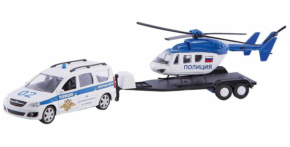 Машинка Лада LARGUS арт.49520 с вертолетом, полиция 1:38
