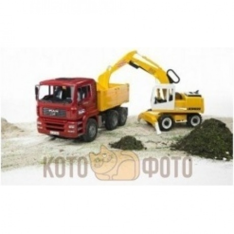 Самосвал BRUDER MAN с колёсным бульдозером FR 130 02-752 - фото 3