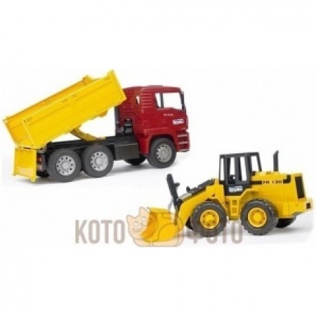 Самосвал BRUDER MAN с колёсным бульдозером FR 130 02-752 - фото 4
