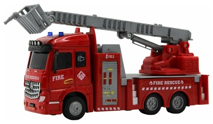 Пожарная машина с выдвижной лестницей, кабина die-cast, FТ61079
