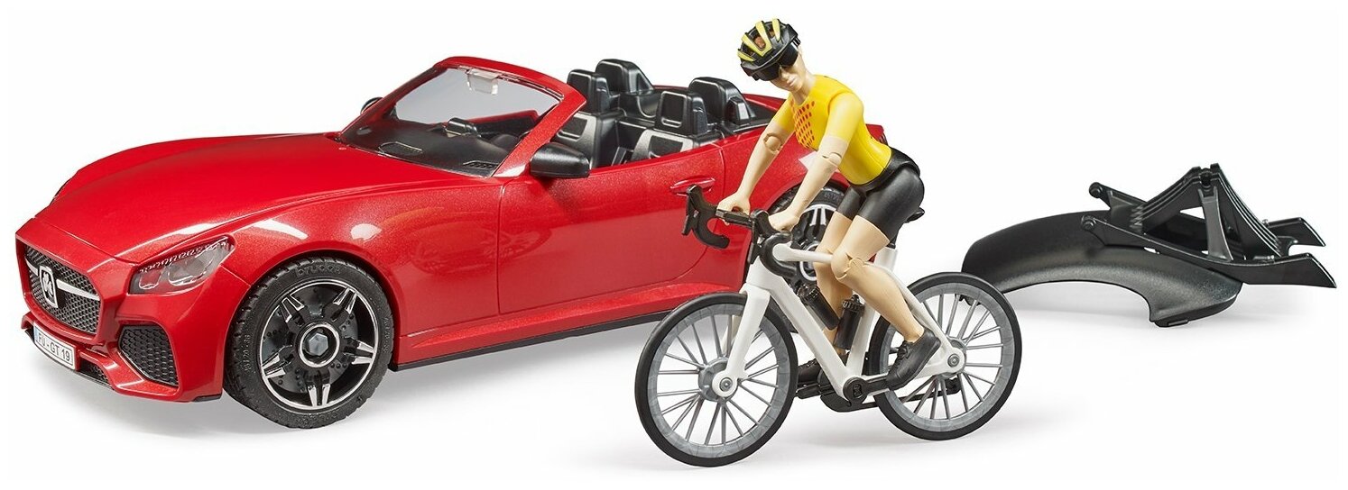 Спортивный автомобиль Roadster с фигуркой и велосипедом 03-485 bruder bruder велосипед с фигуркой