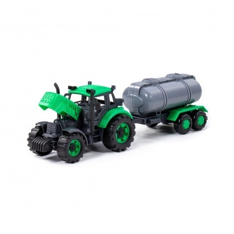 Трактор &quot;Прогресс&quot; с прицепом-цистерной инерционный зеленый 91567 - фото 6