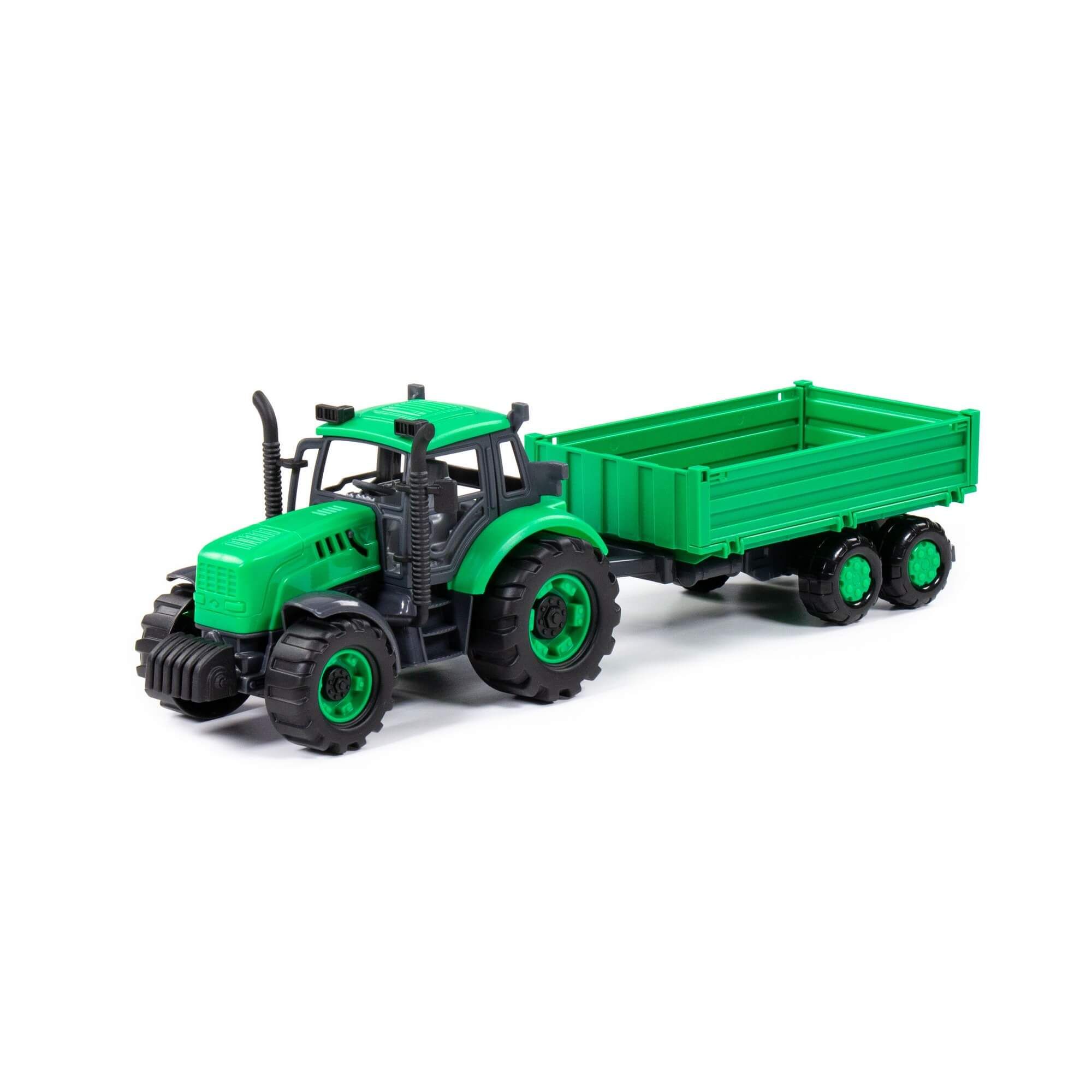 Трактор Прогресс с бортовым прицепом инерционный зеленый 91260 игрушка полесье комбайн инерционный n2 желтый