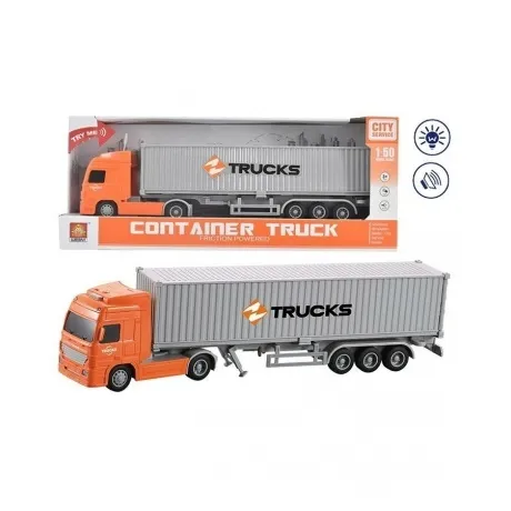 Грузовой автомобиль 1:50 инерционный на батарейках(свет,звук )в ...