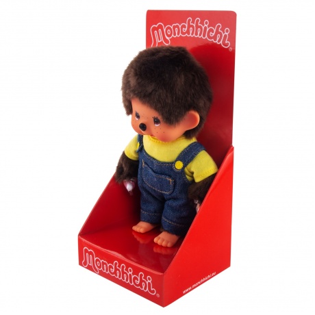 Мягкая игрушка Monchhichi 20 см мальчик в комбинезоне и желтой футболке - фото 3