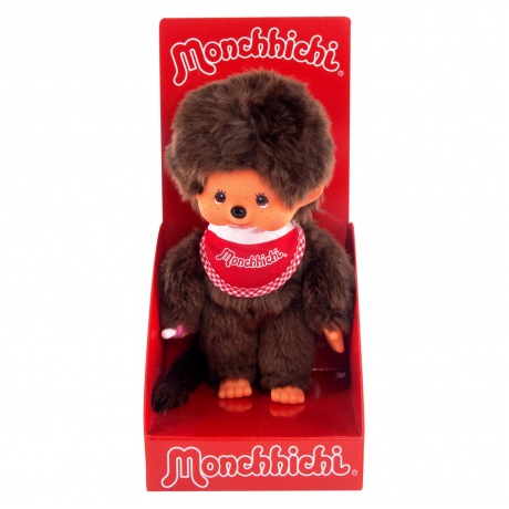 Мягкая игрушка Monchhichi 20 см мальчик в красном слюнявчике - фото 1