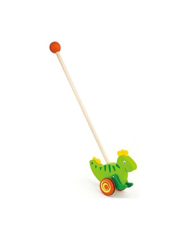 Каталка динозавр на палке в коробке VIGA 50963 каталка детская с ручкой развивающая деревянная игрушка для малышей