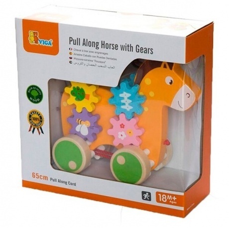 Каталка на веревочке"Лошадка"  в коробке VIGA VG50976 - фото 2