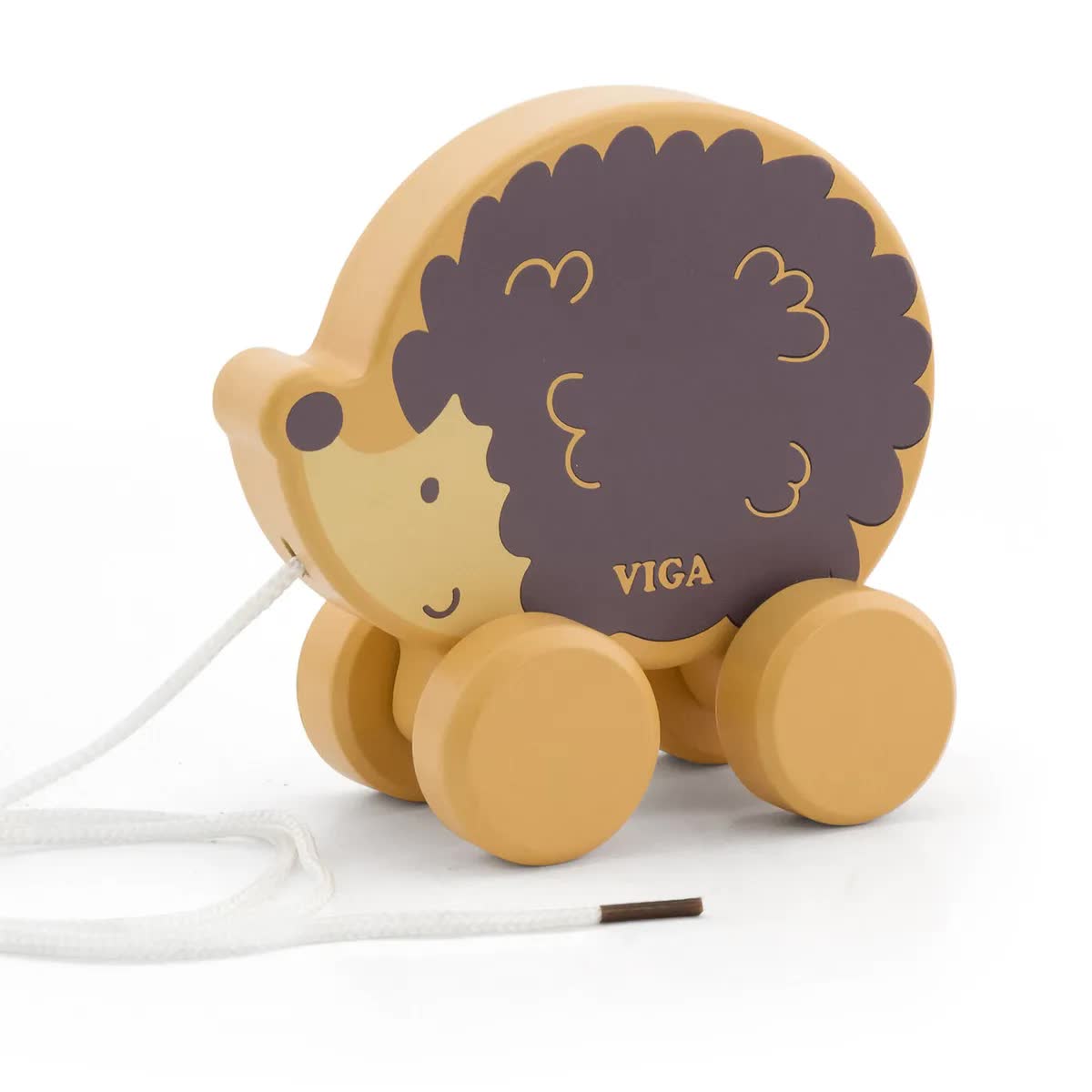 Каталка на веревочке Ёжик VIGA 44003 развивающие игрушки из дерева viga toys каталка из дерева на веревочке белый медведь 44001