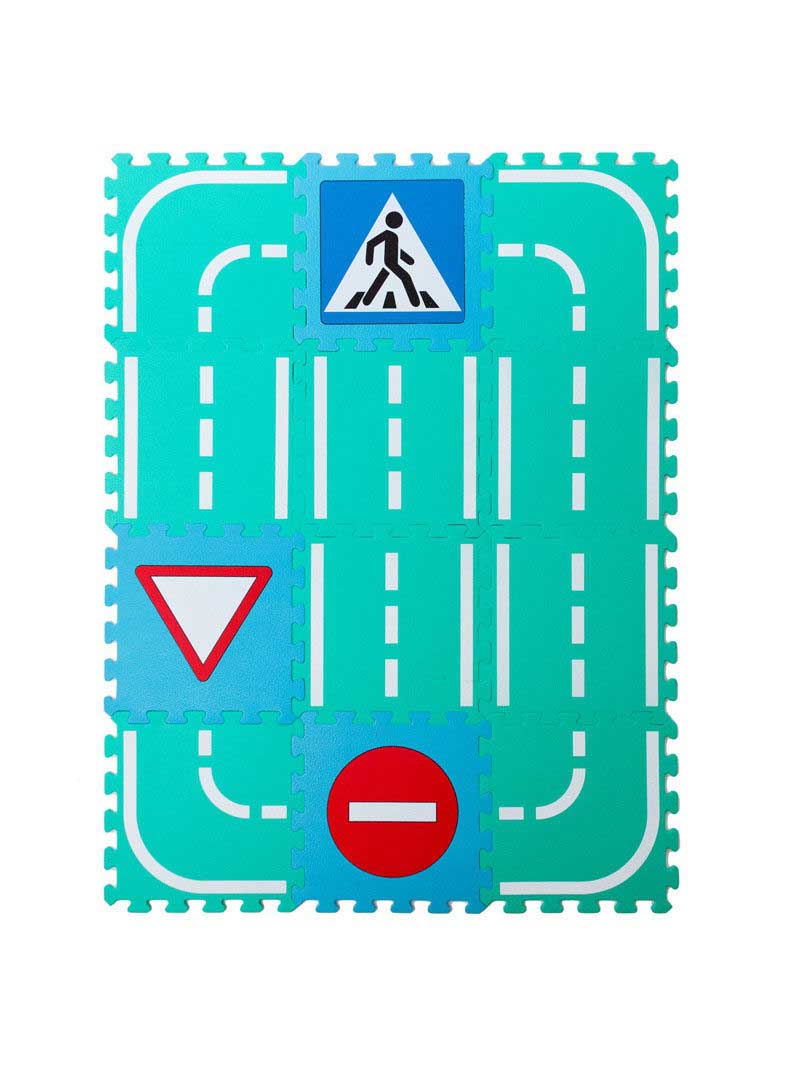 Коврик-пазл Нескучные игры Автодорога (12шт. 30х30) ролевые игры форма набор светофор с дорожными знаками 14 знаков