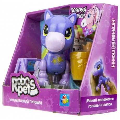 Игрушка интерактивная 1TOY Robo Pets Игривый пони, фиолетовый - фото 1