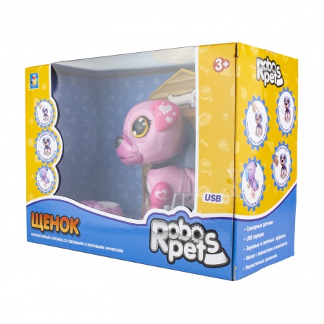 Игрушка интерактивная 1TOY Robo Pets Робо-щенок, розовый - фото 3