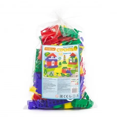 Конструктор "Строитель" 115 деталей (большой) в мешке Полесье 05...