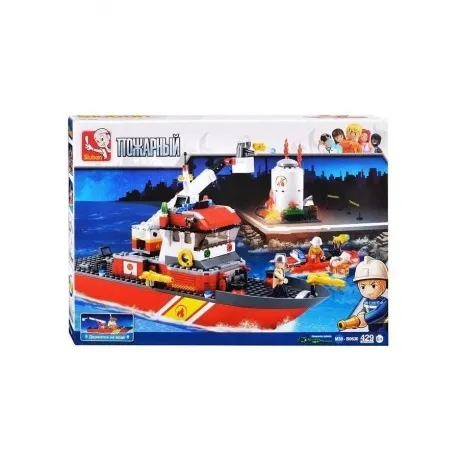 Конструктор "Пожарный катер с нефтяной цистерной"(429дет) SLUBAN...