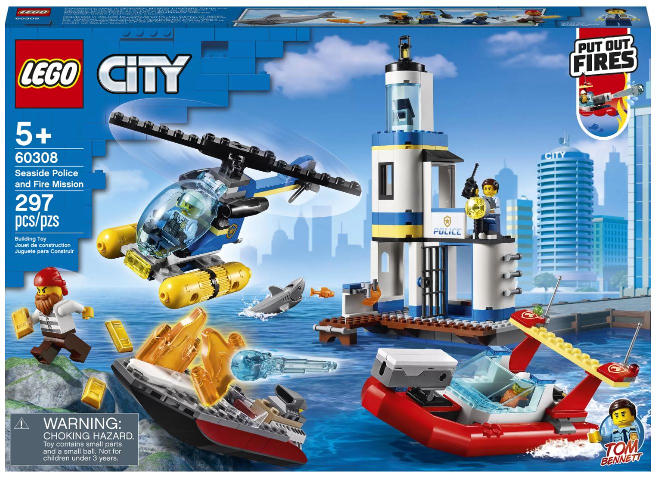 Конструктор LEGO 60308 City Seaside Police and Fire Mission вертолет dickie 1 24 полицейский 26 см