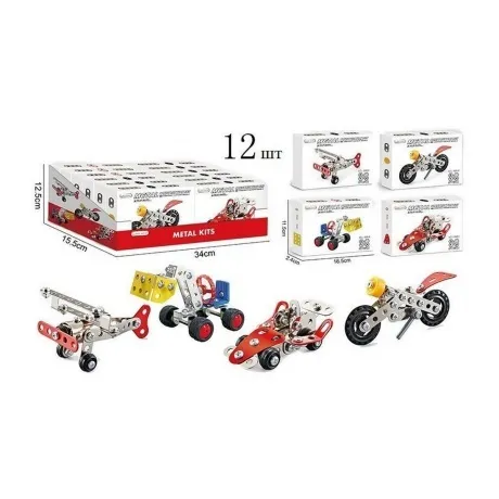 Конструктор "Транспорт"(30-60 дет.),4 вида,металл в коробке само...