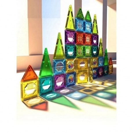 Конструктор магнитный 56 деталей,наклейки (в контейнере) - фото 3