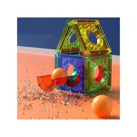 Конструктор магнитный 56 деталей,наклейки (в контейнере) - фото 10